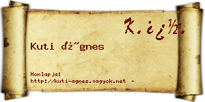 Kuti Ágnes névjegykártya